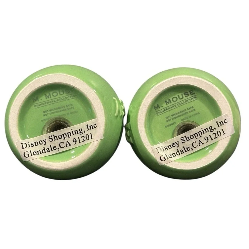 New Disney Mickey Mouse Green Salt Pepper Shakers M.Mouse Dinnerware Collection‎